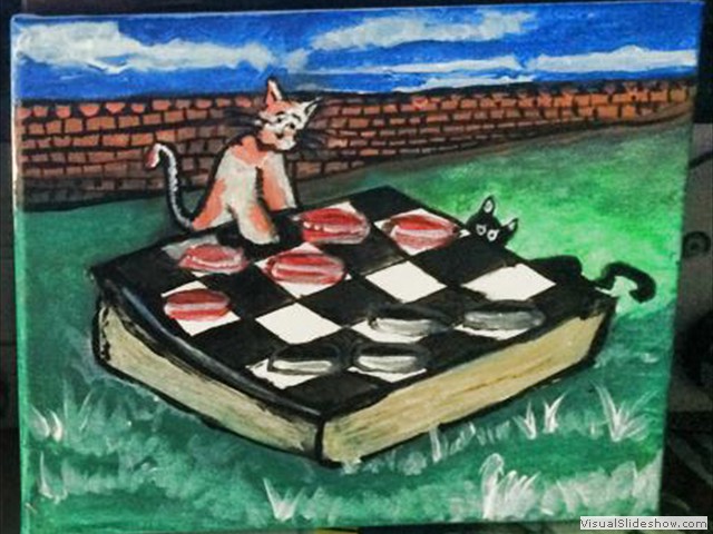 Cats Playing Checkers